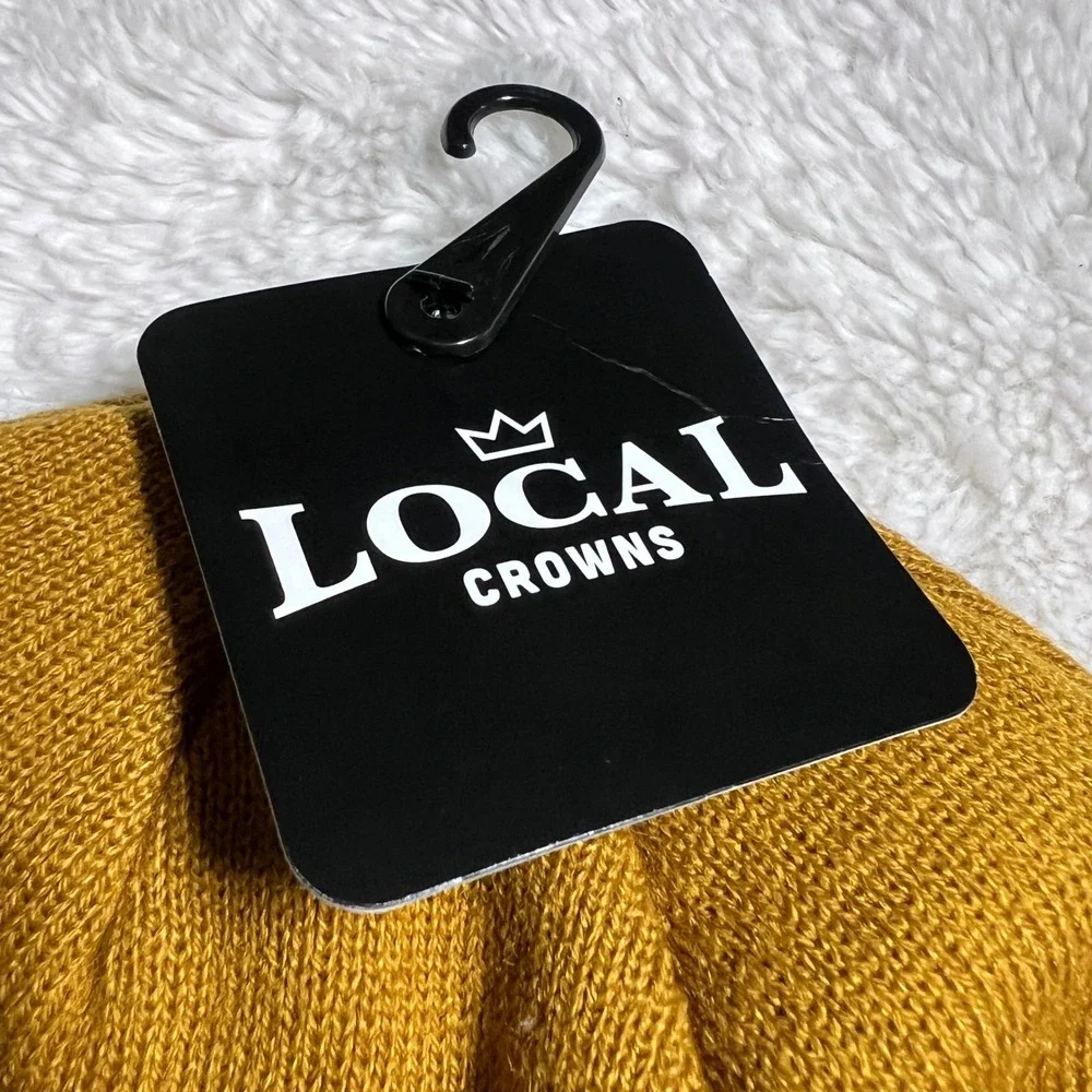 Local Crowns Kentucky Beanie Hat Mustard Gold Cuffed Knit‎ Retro Patch Cap NEW